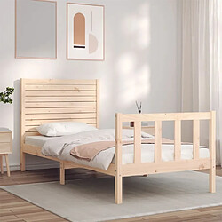 Maison Chic Cadre/structure de lit avec tête de lit pour adulte - Lit Moderne Chambre 90x200 cm bois massif -MN88221