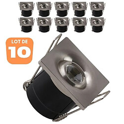 HOROZ ELECTRIC Lot de 10 minis spots LED SILVIA 1W orientable carré mat chrome 