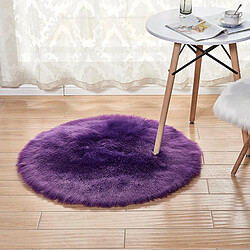 LUUCOZK Tapis moelleux en fausse fourrure, tapis à poils longs pour chambre à coucher et salon – Rond-violet-45x45cm 