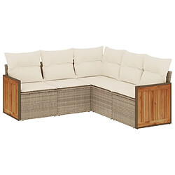 vidaXL Salon de jardin avec coussins 5 pcs beige résine tressée