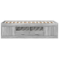 Acheter Maison Chic Lit d'appoint | Lit de jour | Lit de repos et tiroirs sonoma gris 100x200cm bois d'ingénierie -GKD49206