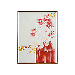 Cadre Romimex Blanc Rouge Toile Fleurs 60 x 80 x 4 cm 