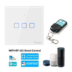 SONOFF T1EU3C-TX 3 Interrupteurs muraux Smart WiFi Interrupteur mural 433 MHz Contrôle sans fil Télécommande RF APP / Minuterie de