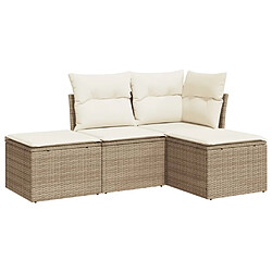 vidaXL Salon de jardin avec coussins 4 pcs beige résine tressée