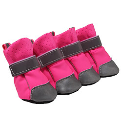 4 pcs chien animal respirant bottes chiot extérieur chaud anti-dérapant chaussures rose m