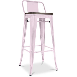 ICONIK INTERIOR Tabouret Stylix en bois avec petit dossier - 76 cm Rose pâle 