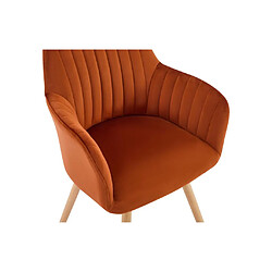 Acheter Vente-Unique Chaise avec accoudoirs en velours et métal effet bois - Terracotta - ELEANA