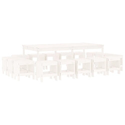 vidaXL Ensemble à manger de jardin 17 pcs blanc bois massif de pin