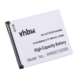 vhbw Batterie remplacement pour Li3716T42P3h594650, Li3717T43P3h494650, Li3717T43P3h594650 pour smartphone (1600mAh, 3,7V, Li-ion) 