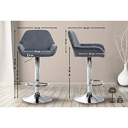 Non Lot de 2 tabourets de bar Braga velours chrome