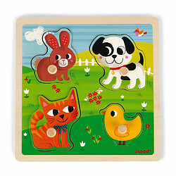 Puzzle en bois tactile Premiers animaux 4 pièces - Janod 