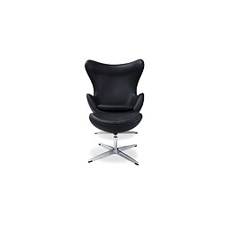 Acheter ICONIK INTERIOR Cocoon Chair avec ottoman - Cuir Premium Noir