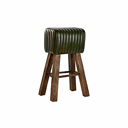 Tabouret DKD Home Decor Bois Marron Cuir Vert (41 x 30 x 79 cm) 