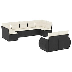 vidaXL Salon de jardin 9 pcs avec coussins noir résine tressée