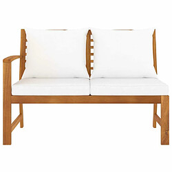 Maison Chic Banc de jardin | Banquette de jardin | Chaise Relax 114,5 cm avec coussin crème Bois solide d'acacia -MN12479