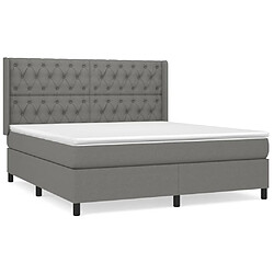 vidaXL Sommier à lattes de lit avec matelas Gris foncé 160x200cm Tissu