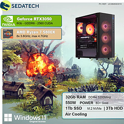 Sedatech PC Gamer • AMD Ryzen 7 5800X • RTX3050 • 32Go RAM • 1To SSD M.2 • 3To HDD • Windows 11