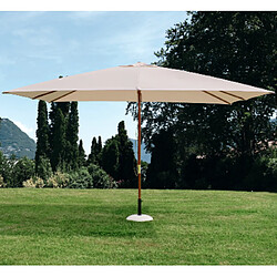 Mes Parasol 300x300 cm en toile polyester crème et mât en bois - ATTOL