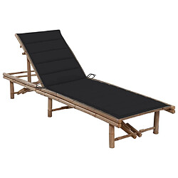 Helloshop26 Transat chaise longue bain de soleil lit de jardin terrasse meuble d'extérieur avec coussin bambou 02_0012285