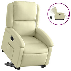 Maison Chic Fauteuil Relax pour salon, Fauteuil inclinable électrique crème cuir véritable -GKD67531