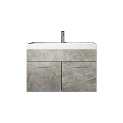 Auco Meuble de salle de bain Paso 01 80x40cm lavabo Beton (gris) – Armoire de rangement mirroir 