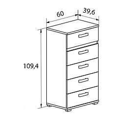 Pegane Chiffonnier commode meuble de rangement coloris chêne cambrian/graphite- Longueur 60 x Profondeur 39.6 x Hauteur 109.4 cm