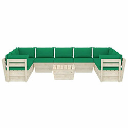 Avis Maison Chic Salon de jardin palette 10 pcs avec coussins - Table et chaises d'extérieur - Mobilier/Meubles de jardin Moderne - Table et chaises d'extérieur - Mobilier/Meubles de jardin Moderne épicéa imprégné -MN38068