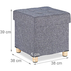 Helloshop26 Tabouret pouf coffre avec espace de rangement gris 13_0002754 