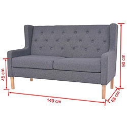 vidaXL Canapé à 2 places Tissu Gris pas cher