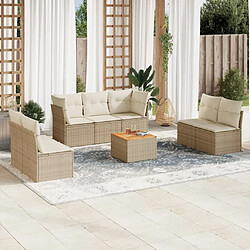 vidaXL Salon de jardin avec coussins 8 pcs beige résine tressée