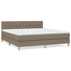 vidaXL Sommier à lattes de lit avec matelas Taupe 160x200 cm Tissu