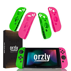 Orzly Etuis de Protection Flexicase pour manettes Joy-Con de la Switch - Duo-Pack (2x ROSE & 2x VERT) 