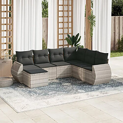 vidaXL Salon de jardin avec coussins 7 pcs gris clair résine tressée