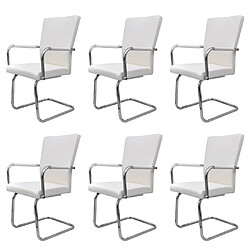 vidaXL Chaises à manger cantilever lot de 6 blanc similicuir 