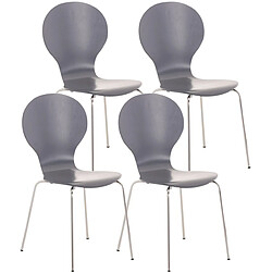 Decoshop26 Lot de 4 chaises de cuisine salle à manger empilables dossier arrondi en bois gris et métal chromé 10_0003179 