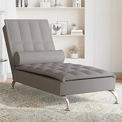 vidaXL Chaise longue de massage avec traversin taupe tissu 