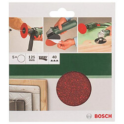 Bosch 2609256B42 Disques abrasifs papier pour Meuleuses angulaires et perceuses Système auto-agrippant Diamètre 125 mm grain 40 Lot de 5 feuilles