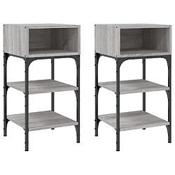 vidaXL Tables de chevet 2 pcs sonoma gris 35x34,5x70cm bois ingénierie