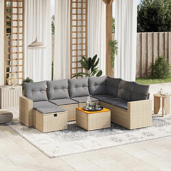 vidaXL Salon de jardin avec coussins 8pcs mélange beige résine tressée