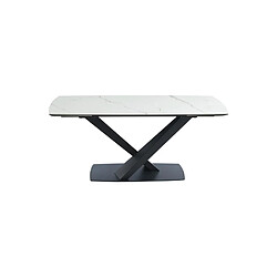 Acheter Vente-Unique Table à manger extensible 6 à 10 personnes en verre trempé, céramique et métal - Effet marbre blanc et noir - MALATA de Maison Céphy