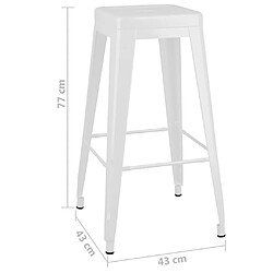 vidaXL Tabourets de bar empilables lot de 2 blanc Métal pas cher