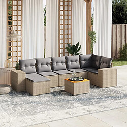 vidaXL Salon de jardin avec coussins 8 pcs beige résine tressée 