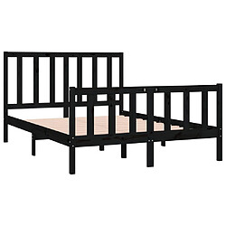 Avis vidaXL Cadre de lit sans matelas noir 135x190 cm bois massif