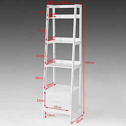 Acheter SoBuy FRG116-K-W meuble Bibliothèque de salon ,chambre, Étagère échelle de 4 niveaux et 1 tiroir