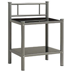 vidaXL Table de chevet Gris et noir 45x34,5x60,5 cm Métal et verre