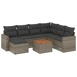 vidaXL Salon de jardin 8 pcs avec coussins gris résine tressée