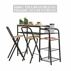 Avis Ensemble de table de bar 5 étagères avec 2 tabourets pliable en bois avec struture en métal noir+Urban Living