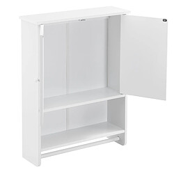 Avis Helloshop26 Placard mural avec porte serviettes armoire salle de bain design meuble de rangement à suspendre à 2 portes MDF 65 cm blanc 03_0005925