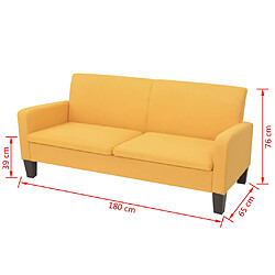 Acheter vidaXL Canapé à 3 places 180 x 65 x 76 cm Jaune