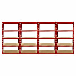 Avis Monstershop Monster Racking 1 Rayonnage d'Angle Z-Rax Rouge et 4 Rayonnages Z-Rax Rouges en Acier Sans Boulons 90cm x 45cm x 183cm